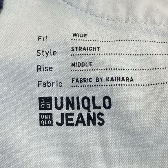 Uniqlo Wide Leg Straight Jeans Women’s 27 W30 L30 Blue High Rise 100% Cotton - Picture 8 of 9